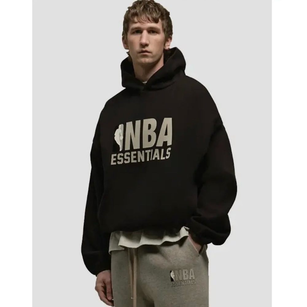 NWT Fear of God Essentials NBA Pullover Hoodie in Black Size Small